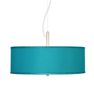 Possini Euro Design Possini Euro 20" Wide Faux Silk Teal Blue Modern Pendant Chandelier