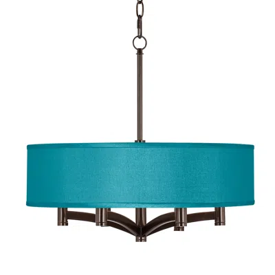 Possini Euro Design Possini Euro 20" Wide Teal Blue 6-light Bronze Pendant Chandelier