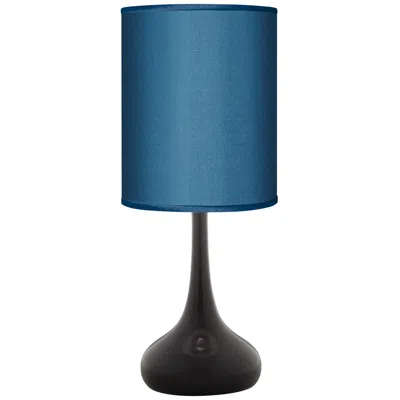 Possini Euro Design Possini Euro 23 1/2" Blue Faux Silk Black Droplet Modern Table Lamp