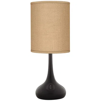 Possini Euro Design Possini Euro 23 1/2" Burlap Shade Black Droplet Modern Table Lamp