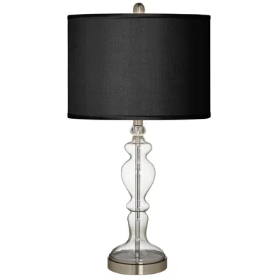 Possini Euro Design Possini Euro 28" Black Faux Silk Apothecary Clear Glass Table Lamp