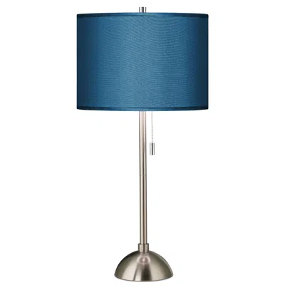 Possini Euro Design Possini Euro 28" Blue Faux Silk Brushed Nickel Modern Table Lamp