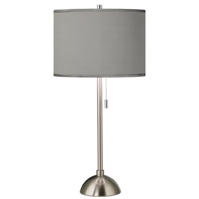 Possini Euro Design Possini Euro 28" Gray Faux Silk And Brushed Nickel Modern Table Lamp