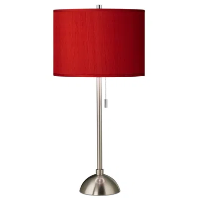 Possini Euro Design Possini Euro 28" Red Faux Silk And Brushed Nickel Modern Table Lamp