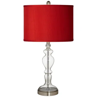 Possini Euro Design Possini Euro 28" Red Faux Silk And Clear Glass Apothecary Table Lamp