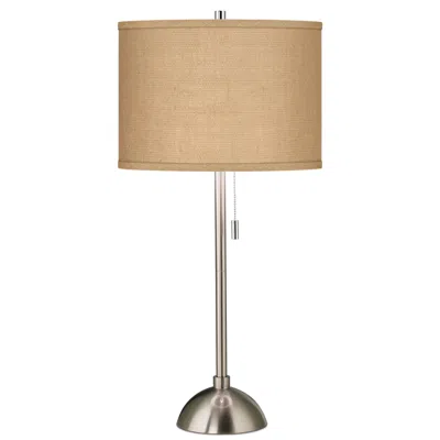 Possini Euro Design Possini Euro 28" Woven Burlap Shade Brushed Nickel Modern Table Lamp