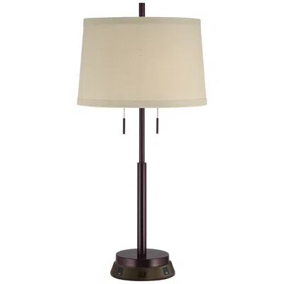 Possini Euro Design Possini Euro 34 3/4" Bronze Stick Table Lamp With Usb Workstation Base