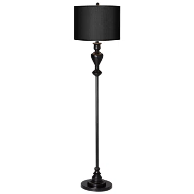 Possini Euro Design Possini Euro 58" High Black Faux Silk Black Bronze Font Floor Lamp