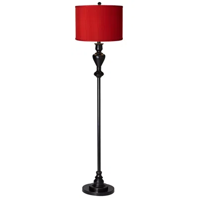 Possini Euro Design Possini Euro 58" High Red Textured Shade Black Bronze Font Floor Lamp