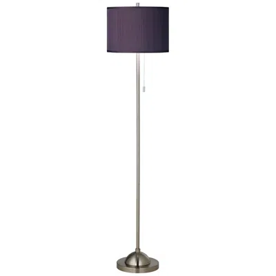 Possini Euro Design Possini Euro 62" Eggplant Purple Brushed Nickel Pull Chain Floor Lamp
