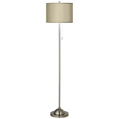 Possini Euro Design Possini Euro 62" Sesame Shade Brushed Nickel Pull Chain Floor Lamp