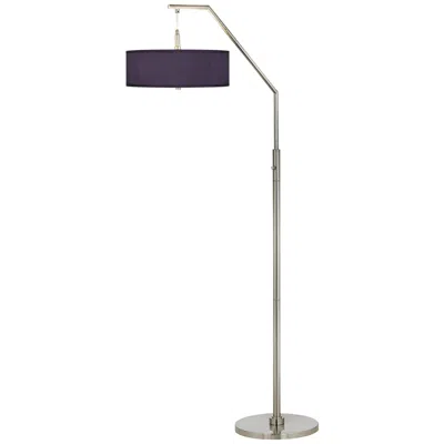 Possini Euro Design Possini Euro 71 1/2" Eggplant Purple Faux Silk Modern Arc Floor Lamp