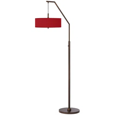 Possini Euro Design Possini Euro 71 1/2" Red Shade Bronze Downbridge Arc Floor Lamp