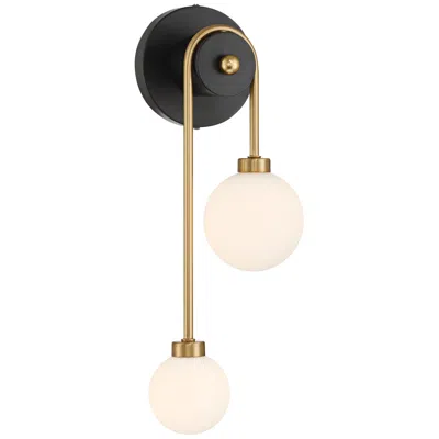 Possini Euro Design Possini Euro Adelia 16" High Black And Brass 2-light Wall Sconce