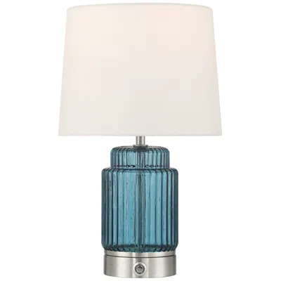 Possini Euro Design Possini Euro Alain 15"h Blue Fluted Glass Cordless Accent Table Lamp