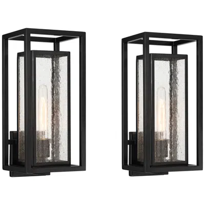 Possini Euro Design Possini Euro Amir 18" High Black Outdoor Wall Light Set Of 2