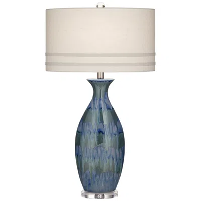 Possini Euro Design Possini Euro Annette 38" Handcrafted Blue Drip Modern Ceramic Lamp