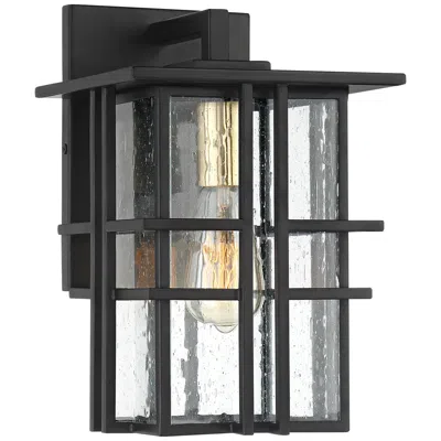 Possini Euro Design Possini Euro Arley 12" High Black And Seeded Glass Outdoor Wall Light