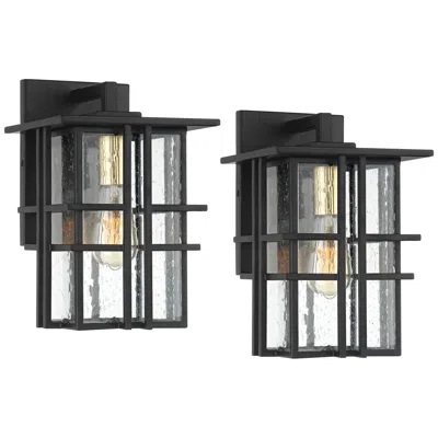 Possini Euro Design Possini Euro Arley 12" High Black Outdoor Wall Light Set Of 2