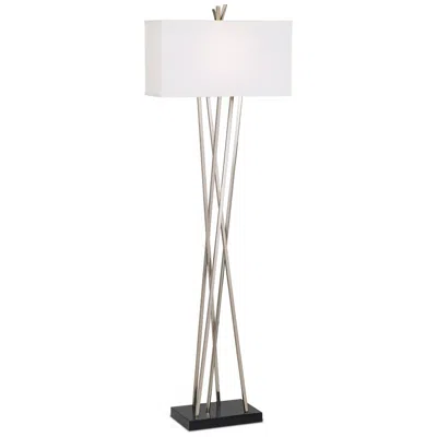 Possini Euro Design Possini Euro Asymmetry 63 1/2" Brushed Nickel Modern Floor Lamp In White