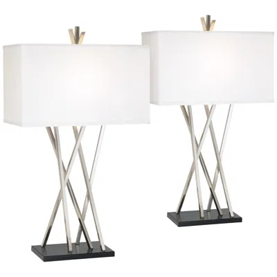 Possini Euro Design Possini Euro Asymmetry Brushed Steel Table Lamp Set Of 2