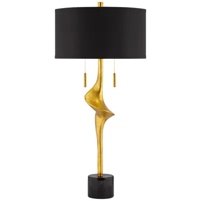 Possini Euro Design Possini Euro Athena 35 1/2" Black Shade Gold Leaf Modern Table Lamp