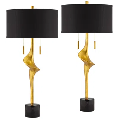 Possini Euro Design Possini Euro Athena 35 1/2" Gold Leaf Modern Table Lamps Set Of 2