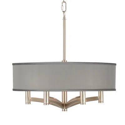 Possini Euro Design Possini Euro Ava 19 1/2" Gray Faux Silk And Nickel 6-light Pendant