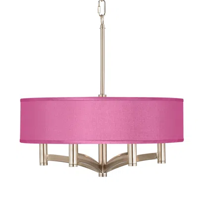 Possini Euro Design Possini Euro Ava 20" Pink Faux Silk 6-light Nickel Pendant Chandelier