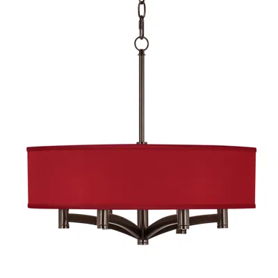 Possini Euro Design Possini Euro Ava 20" Red Faux Silk 6-light Bronze Pendant Chandelier