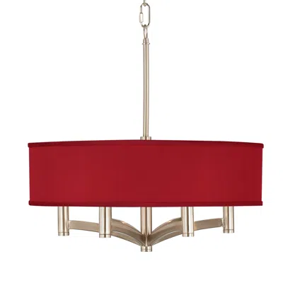 Possini Euro Design Possini Euro Ava 20" Red Faux Silk 6-light Nickel Pendant Chandelier