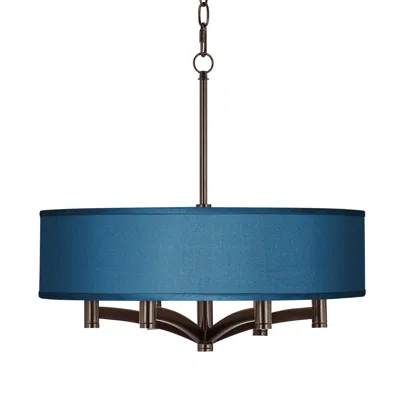 Possini Euro Design Possini Euro Ava 20" Wide Blue Faux Silk 6-light Bronze Pendant