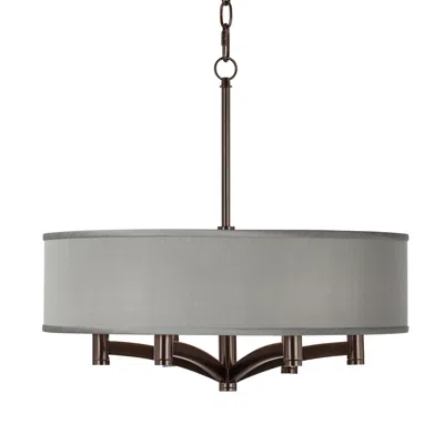 Possini Euro Design Possini Euro Ava 20" Wide Gray Faux Silk 6-light Bronze Pendant