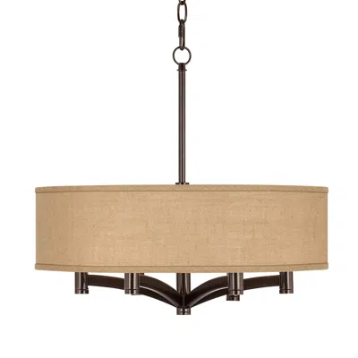 Possini Euro Design Possini Euro Ava 20" Wide Woven Burlap 6-light Bronze Pendant