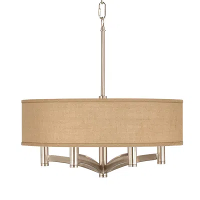 Possini Euro Design Possini Euro Ava 20" Woven Burlap 6-light Nickel Pendant Chandelier