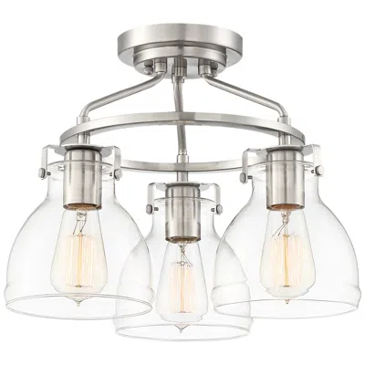 Possini Euro Design Possini Euro Bellis 14 1/2" Wide Brushed Nickel 3-light Ceiling Light