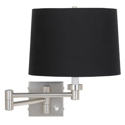 Possini Euro Design Possini Euro Black Drum Shade Plug-in Style Swing Arm