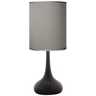 Possini Euro Design Possini Euro Black Finish Droplet Table Lamp With Gray Faux Silk Shade
