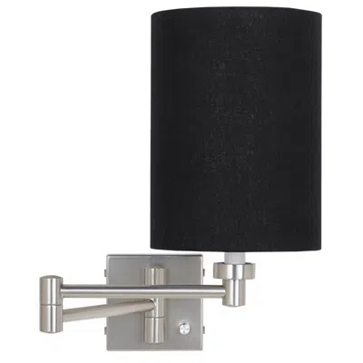 Possini Euro Design Possini Euro Black Linen Cylinder Brushed Nickel Plug-in Style Swing Arm