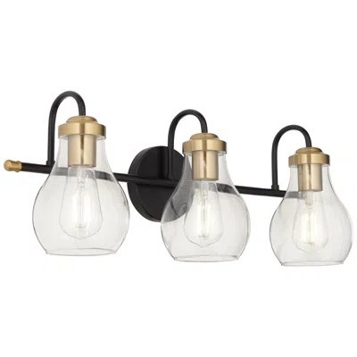 Possini Euro Design Possini Euro Brade 22 3/4"w Black And Brass 3-light Bath Light