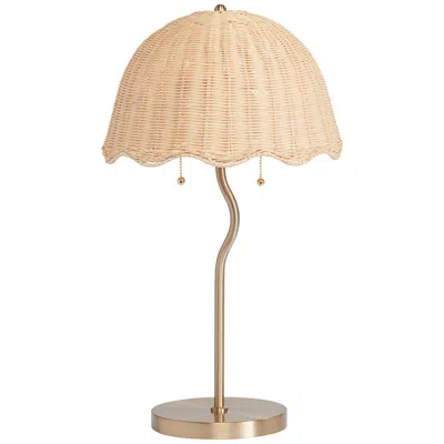 Possini Euro Design Possini Euro Brella 24 1/4"h Soft Gold And Rattan 2-light Table Lamp
