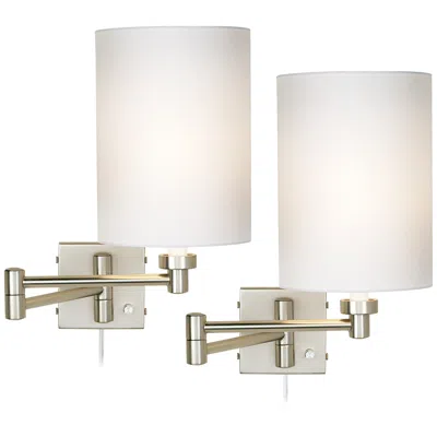 Possini Euro Design Possini Euro Brushed Nickel Cylinder Swing Arm Wall Lamps Set Of 2