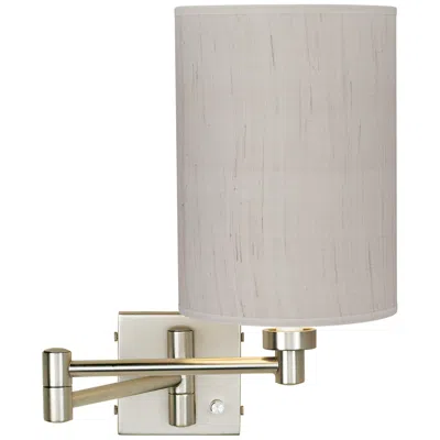 Possini Euro Design Possini Euro Brushed Nickel Ivory Cylinder Plug-in Swing Arm Wall Lamp