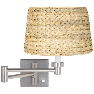 Possini Euro Design Possini Euro Brushed Nickel Woven Seagrass Shade Swing Arm Wall Lamp