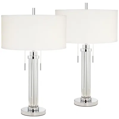 Possini Euro Design Possini Euro Cadence 30" Glass Column Table Lamps Set Of 2