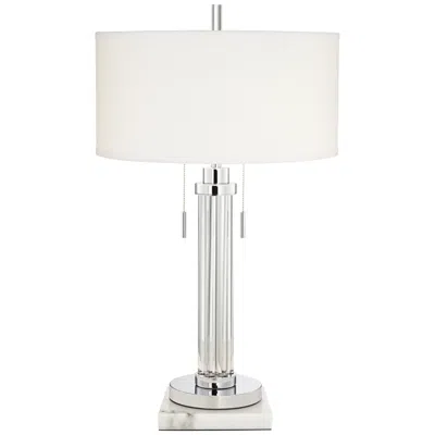 Possini Euro Design Possini Euro Cadence 30" Glass Table Lamp With Square White Riser