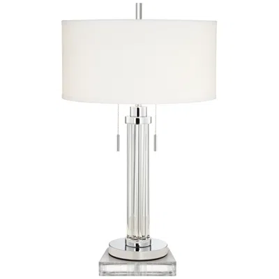 Possini Euro Design Possini Euro Cadence 31 1/2" Glass Column Table Lamp With Square Riser