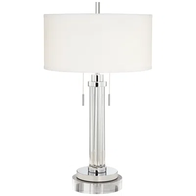 Possini Euro Design Possini Euro Cadence 33" Glass Column Table Lamp With Round Riser