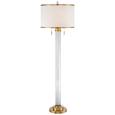 Possini Euro Design Possini Euro Cadence 62" Satin Brass And Crystal Column Floor Lamp