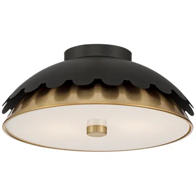 Possini Euro Design Possini Euro Calla 14" Wide Matte Black And Gold 2-light Ceiling Light